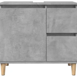 vidaXL wastafelkast 65x33x60 cm bewerkt hout betongrijs