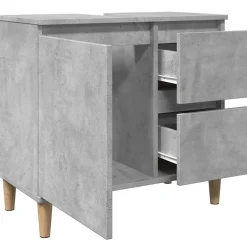vidaXL wastafelkast 65x33x60 cm bewerkt hout betongrijs