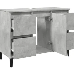 vidaXL Wastafelkast 80x33x60 cm bewerkt hout betongrijs