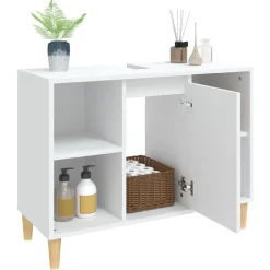 vidaXL Wastafelkast 80x33x60 cm bewerkt hout wit