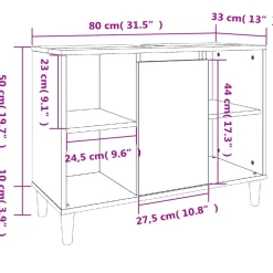vidaXL Wastafelkast 80x33x60 cm bewerkt hout wit