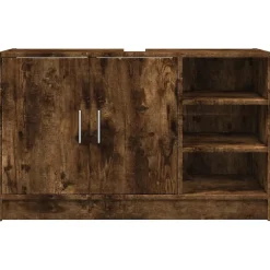 vidaXL Wastafelkast 90x29x55 cm bewerkt hout gerookt eikenkleurig