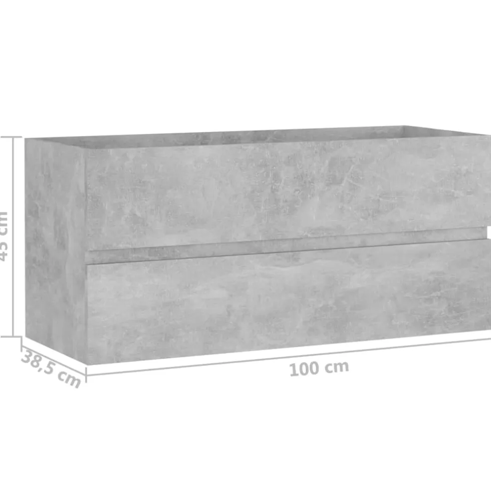 vidaXL Wastafelkast 100x38,5x45 cm bewerkt hout betongrijs