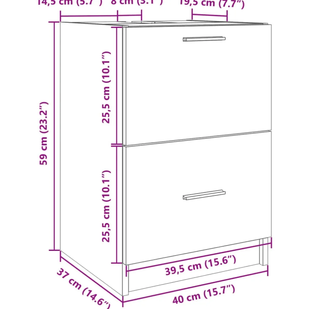 vidaXL Wastafelkast 40x37x59 cm bewerkt hout sonoma eikenkleurig