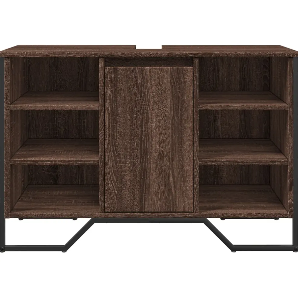 vidaXL Wastafelkast 91x35x60 cm bewerkt hout bruin eikenkleurig