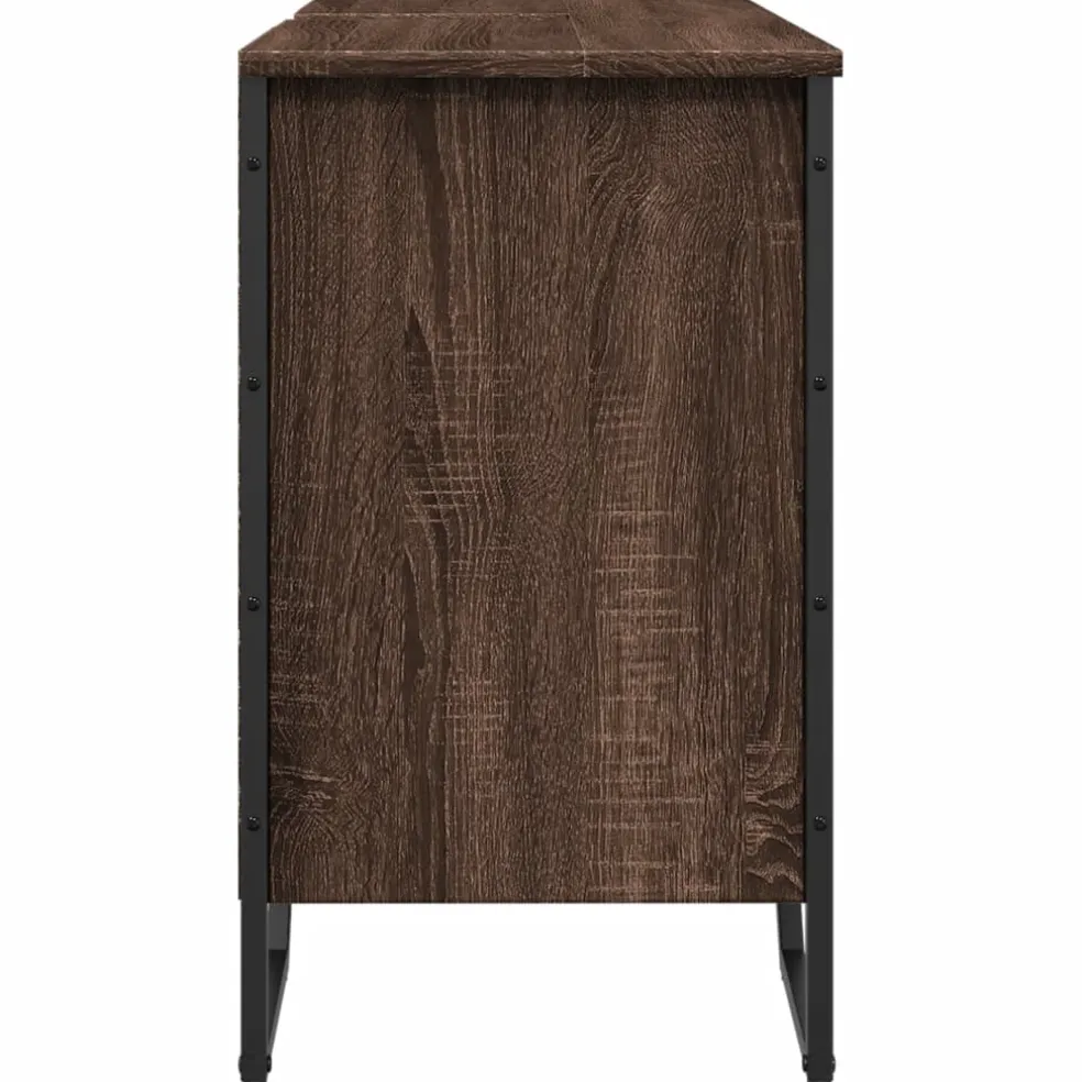 vidaXL Wastafelkast 91x35x60 cm bewerkt hout bruin eikenkleurig