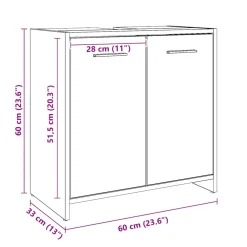 vidaXL Wastafelkast 60x33x60 cm bewerkt hout artisanaal eikenkleurig