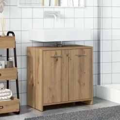 vidaXL Wastafelkast 60x33x60 cm bewerkt hout artisanaal eikenkleurig