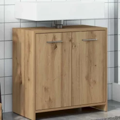 vidaXL Wastafelkast 60x33x60 cm bewerkt hout artisanaal eikenkleurig