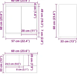 vidaXL Wastafelkast 60x33x60 cm bewerkt hout artisanaal eikenkleurig