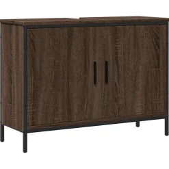 vidaXL Wastafelkast 80x30x60 cm bewerkt hout bruin eikenkleurig
