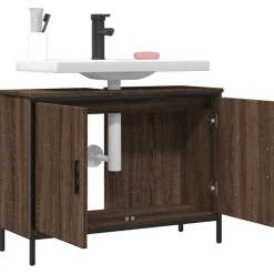 vidaXL Wastafelkast 80x30x60 cm bewerkt hout bruin eikenkleurig