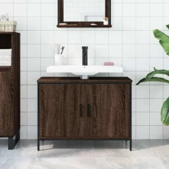 vidaXL Wastafelkast 80x30x60 cm bewerkt hout bruin eikenkleurig