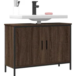 vidaXL Wastafelkast 80x30x60 cm bewerkt hout bruin eikenkleurig