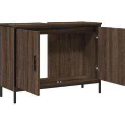 vidaXL Wastafelkast 80x30x60 cm bewerkt hout bruin eikenkleurig