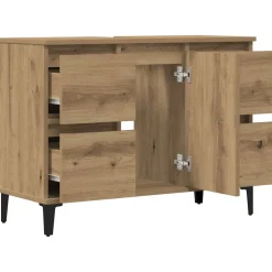 vidaXL Wastafelkast 80x33x60 cm bewerkt hout artisanaal eikenkleur