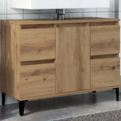 vidaXL Wastafelkast 80x33x60 cm bewerkt hout artisanaal eikenkleur