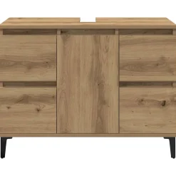 vidaXL Wastafelkast 80x33x60 cm bewerkt hout artisanaal eikenkleur