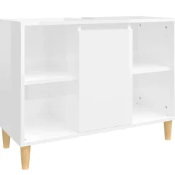 vidaXL Wastafelkast 80x33x60 cm bewerkt hout hoogglans wit