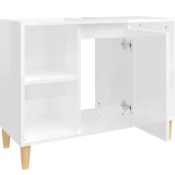 vidaXL Wastafelkast 80x33x60 cm bewerkt hout hoogglans wit