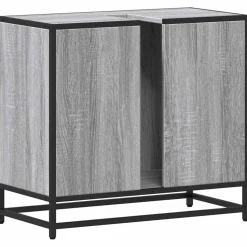 vidaXL Wastafelkast 65x33x60 cm bewerkt hout grijs sonoma eikenkleurig