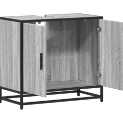 vidaXL Wastafelkast 65x33x60 cm bewerkt hout grijs sonoma eikenkleurig