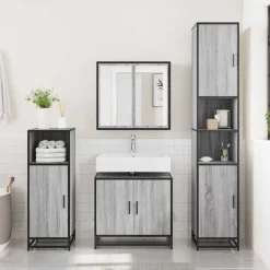 vidaXL Wastafelkast 65x33x60 cm bewerkt hout grijs sonoma eikenkleurig