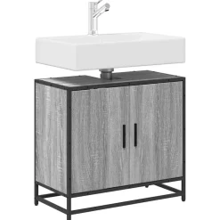 vidaXL Wastafelkast 65x33x60 cm bewerkt hout grijs sonoma eikenkleurig
