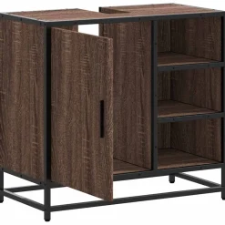 vidaXL Wastafelkast 65x33x60 cm bewerkt hout bruin eikenkleur