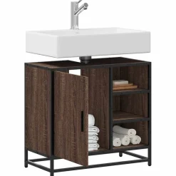vidaXL Wastafelkast 65x33x60 cm bewerkt hout bruin eikenkleur