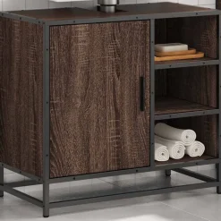 vidaXL Wastafelkast 65x33x60 cm bewerkt hout bruin eikenkleur