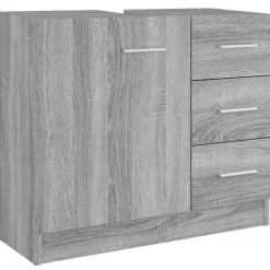 vidaXL Wastafelkast 63x30x54 cm bewerkt hout grijs sonoma eikenkleurig