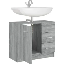 vidaXL Wastafelkast 63x30x54 cm bewerkt hout grijs sonoma eikenkleurig