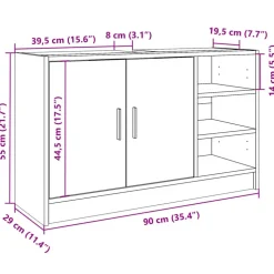vidaXL Wastafelkast 90x29x55 cm bewerkt hout zwart