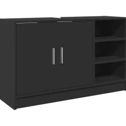 vidaXL Wastafelkast 90x29x55 cm bewerkt hout zwart