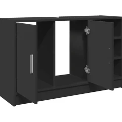 vidaXL Wastafelkast 90x29x55 cm bewerkt hout zwart