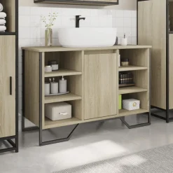 vidaXL Wastafelkast 91x35x60 cm bewerkt hout sonoma eikenkleurig