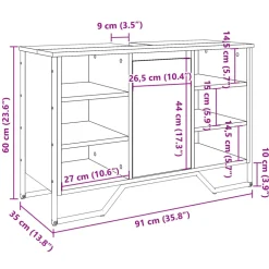 vidaXL Wastafelkast 91x35x60 cm bewerkt hout sonoma eikenkleurig