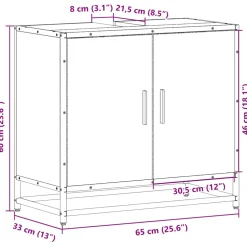 vidaXL Wastafelkast 65x33x60 cm bewerkt hout gerookt eikenkleurig