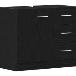 vidaXL Wastafelkast 63x30x54 cm spaanplaat zwart eikenkleurig