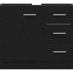 vidaXL Wastafelkast 63x30x54 cm spaanplaat zwart eikenkleurig