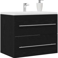 vidaXL Wastafelkast 60x38,5x48 cm spaanplaat zwart eikenkleurig