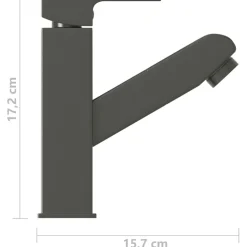 vidaXL Wastafelkraan met uittrekfunctie 157x172 mm grijs