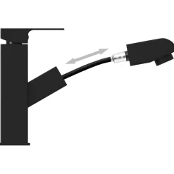 vidaXL Wastafelkraan met uittrekfunctie 157x172 mm zwart