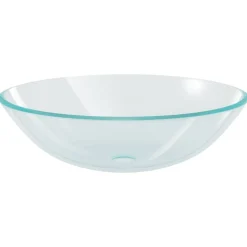 vidaXL Wastafel met kraan en pop-up afvoer gehard glas transparant
