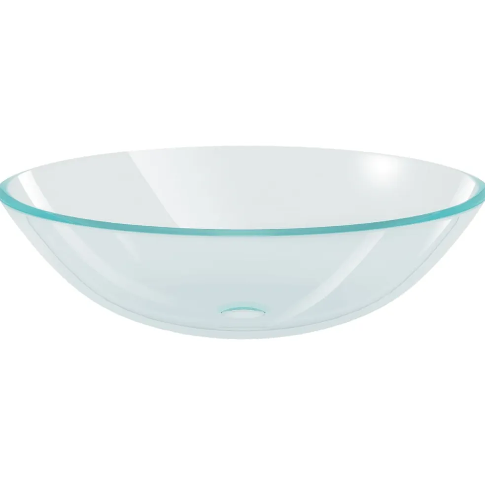 vidaXL Wastafel met kraan en pop-up afvoer gehard glas transparant