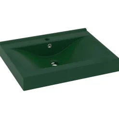 vidaXL Wastafel met kraangat 60x46 cm keramiek mat donkergroen