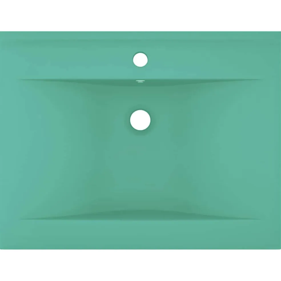 vidaXL Wastafel met kraangat 60x46 cm keramiek mat lichtgroen