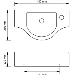 vidaXL Wastafel met kraangat zwart keramiek