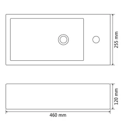 vidaXL Wastafel met kraangat rechthoekig 46x25,5x12 cm keramiek zwart